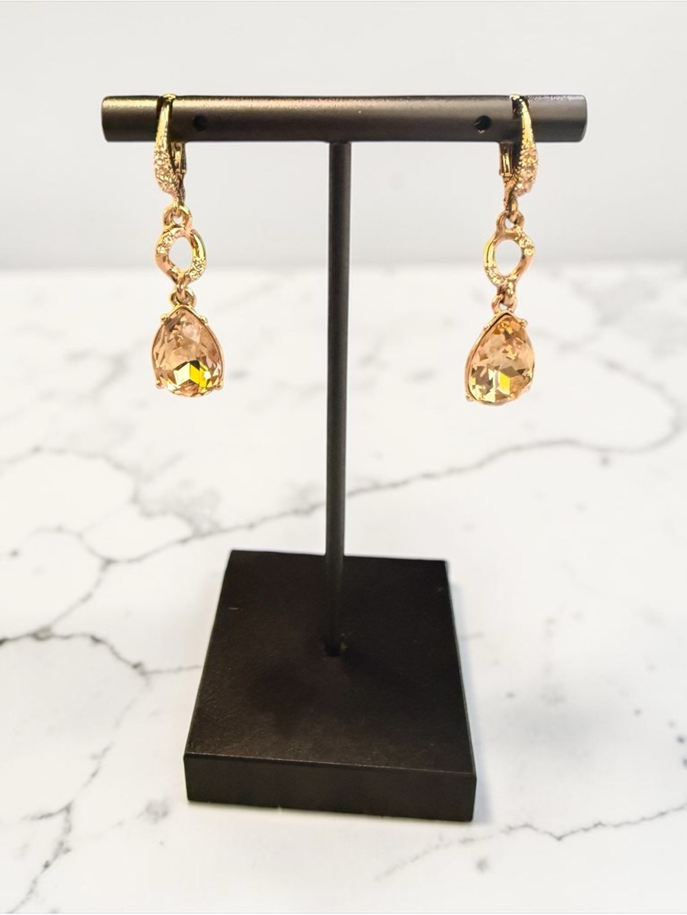 Givenchy Rose Gold tone Drop Crystal Earrings
